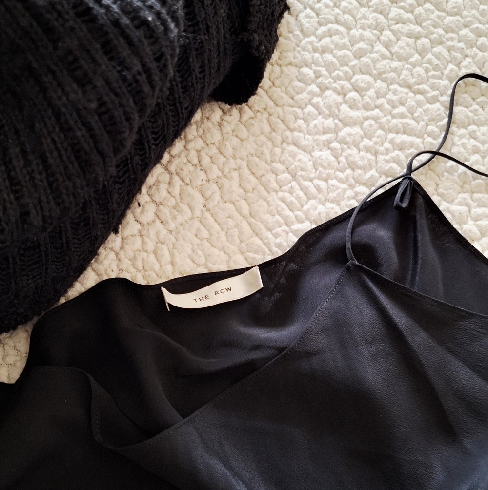 THE ROW Cutro Open Knit Silk Sleeveless Maxi Dress Midnight Blue M Org $2,550 - Picture 12 of 16
